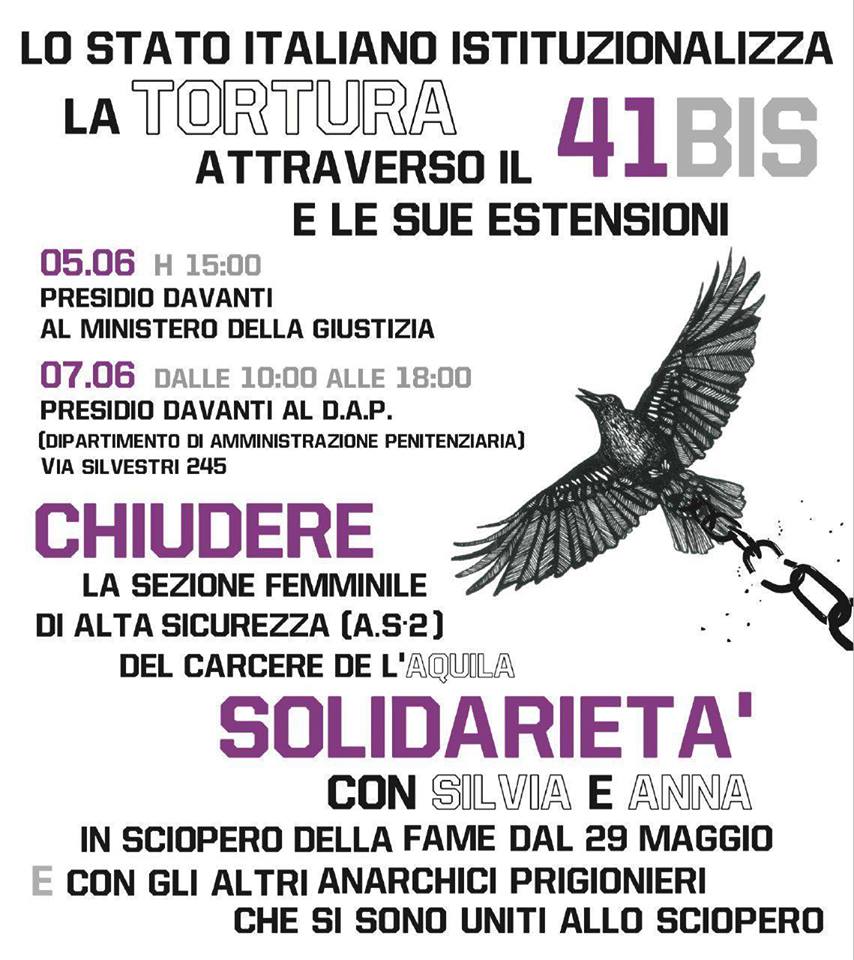 Roma - 5 giugno ore 15:00 - Presidio davanti al ministero della giustizia