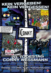 Plakat aus Berlin zum Todestag von Conny, 2009