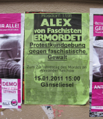 wildplakatiert: Kundgebung zum 20. Todestag von Alex