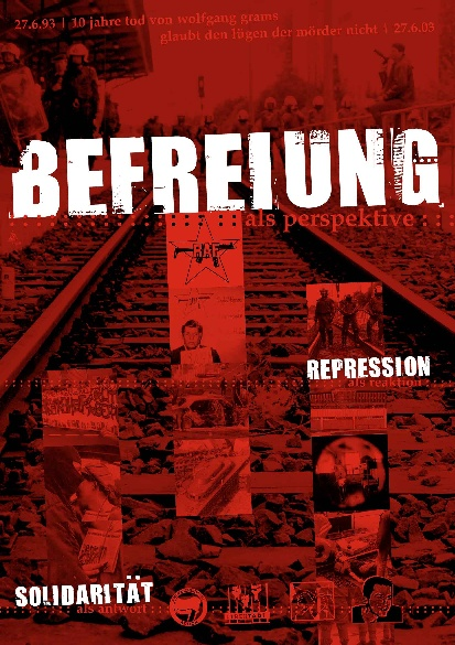 Plakat von 2003: Befreiung, Repression, Solidarität