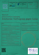 Anklageschrift "Politische Verfolgunng gegen Links"