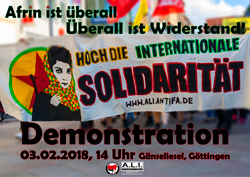 Afrin ist überall Demonstration  03.02.2018 Jakobilkirchhof Göttingen