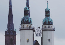 Oury Jalloh - das war Mord Großes Banner in Dessau