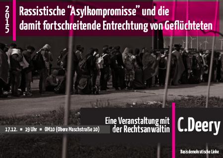 17.12.: Veranstaltung zu Asylrechtsverschärfungen mit Claire Deery