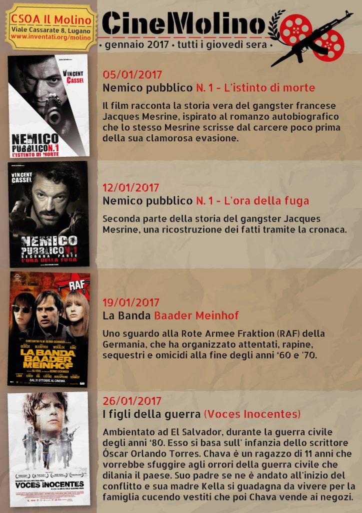 CineMolino - Programma Gennaio 2017