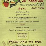 DOMENICA 28 FEBBRAIO - L'Ardente Taverna Bandita - dalle ore 13.00 - Pranzo a cura "Cassa di solidarietà la Lima"